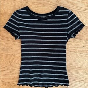 XS Black and White Striped Top